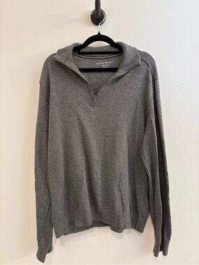100% Cotton Banana Republic Men's Gray Quarter-Zip Sweater
